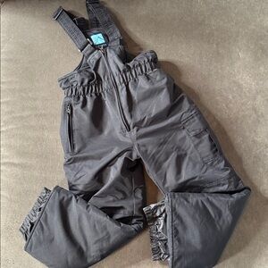 Kids Iceburg Black Snow Bib Overalls Ski Pants Adjustable Straps Size 6/6X